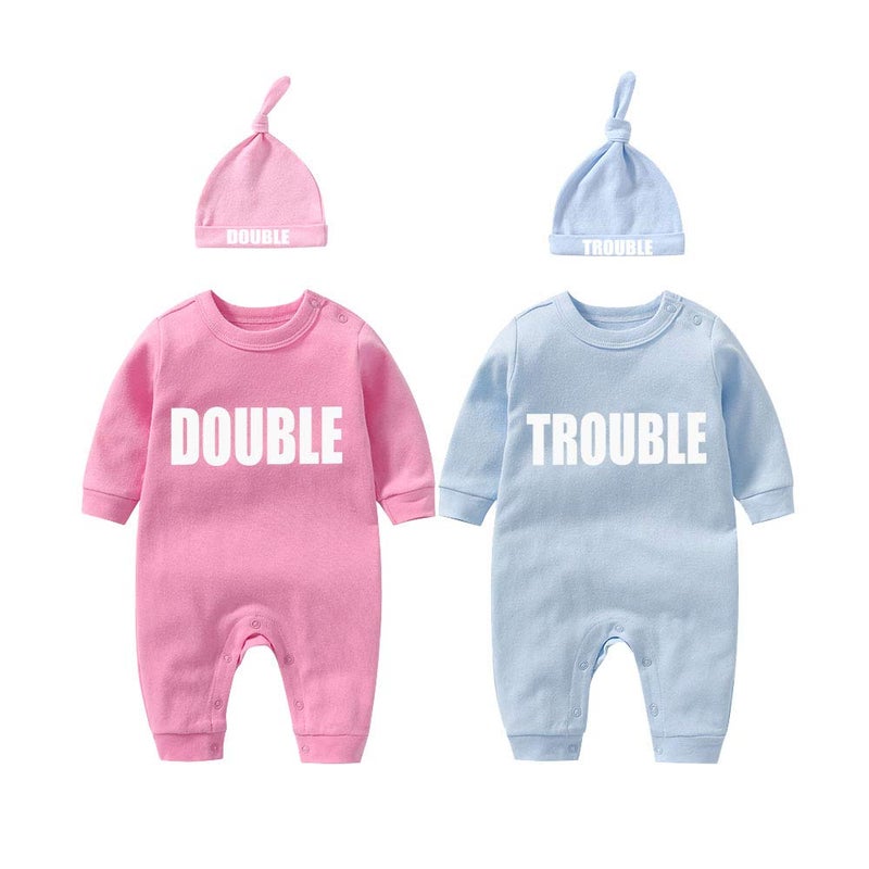 YSCULBUTOL Baby Twins Clothes Best Friends Forever Baby Bodysuit Set Friends Inspired Matching Twins Outfits(Pink DT L9M) - Image 1
